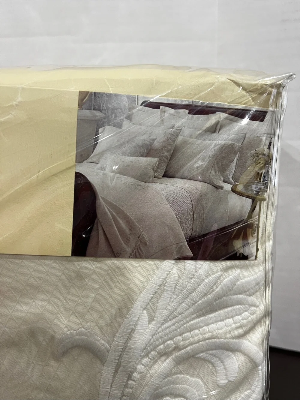 Lauren Ralph Lauren King Duvet Comforter Cotton Embroidery Cream Whitehall Tonal